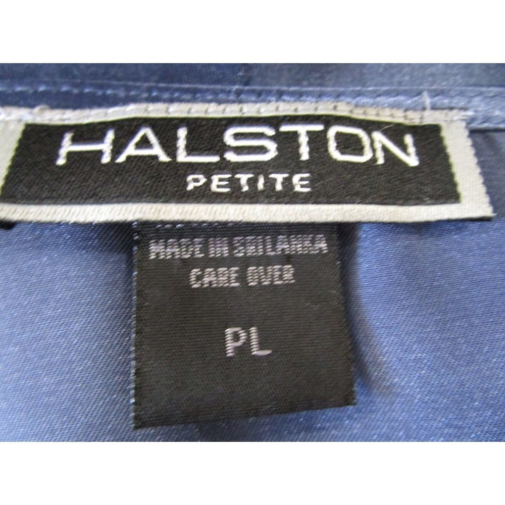 Halston Slate Blue Embroidered Applique Floral Satin Robe Ladies PL EUC - Picture 3 of 16